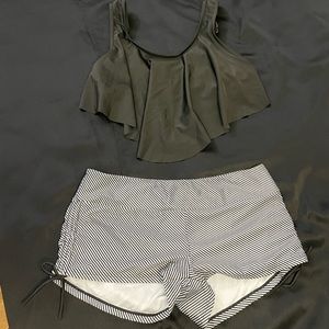Black and white two piece bathing suits